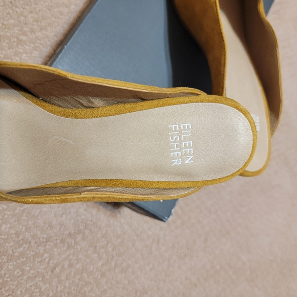 Eileen Fisher Brief Suede Mule New Elegant Mustard Tan Size 8 With Box $195‎ - Picture 3 of 11